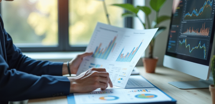 Personne confiante analysant des graphiques de classement