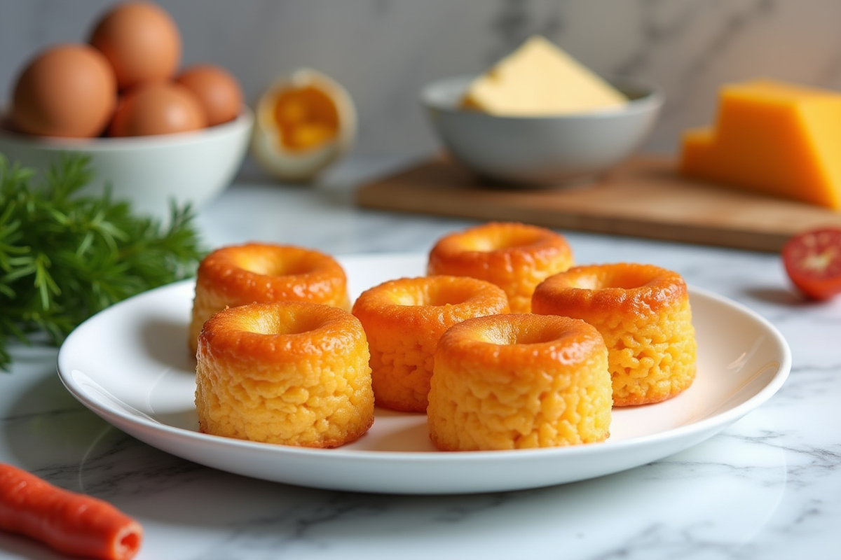 Cannelés au chorizo frais sur une assiette moderne