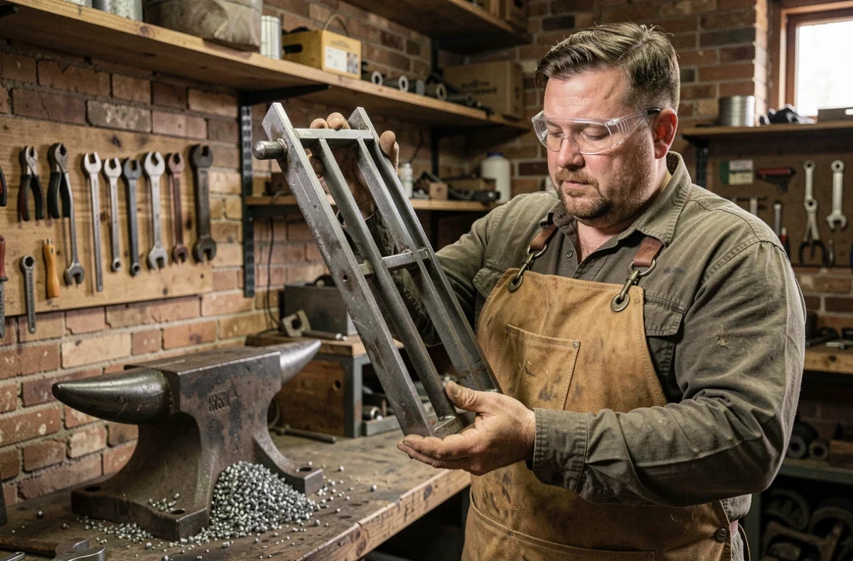 Artisan métallier de Compao Serrurier-Métallier dans son atelier de Falck