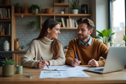 Couple millennial à la maison examine des documents financiers