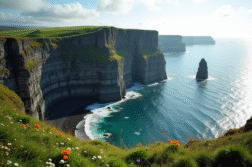Côte escarpée de Terre-Neuve avec falaises et stacks marins