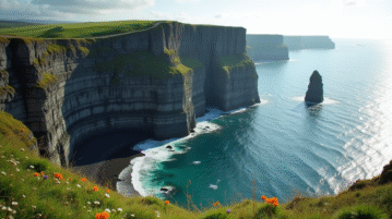 Côte escarpée de Terre-Neuve avec falaises et stacks marins