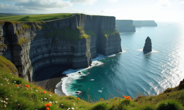 Côte escarpée de Terre-Neuve avec falaises et stacks marins