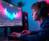 Jeune gamer concentré sur son écran avec éclairage RGB