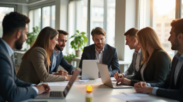 Groupe de jeunes professionnels dans un bureau lumineux