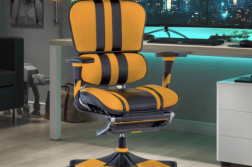 une chaise gaming noir et jaune
