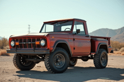 Pick-up 4x4 d'occasion sur gravier en journée