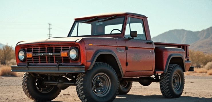 Pick-up 4x4 d'occasion sur gravier en journée